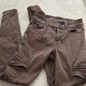 Brown cargo skinny pants